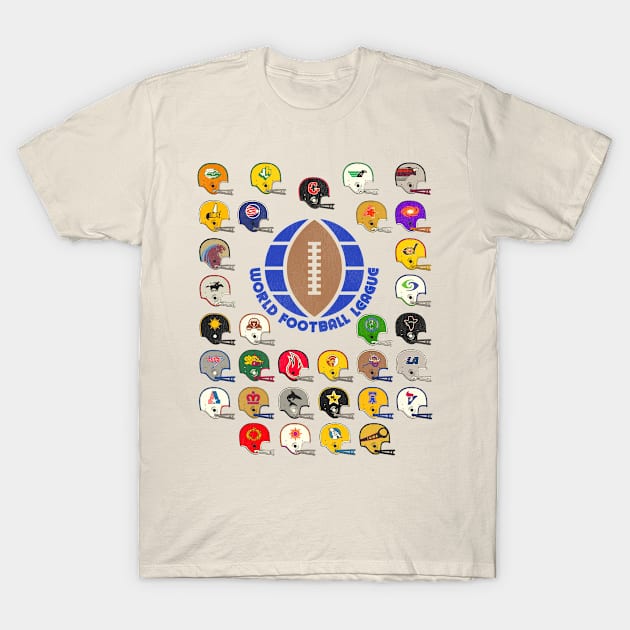 World Football League Defunct Team Helmets T-Shirt by Defunctland